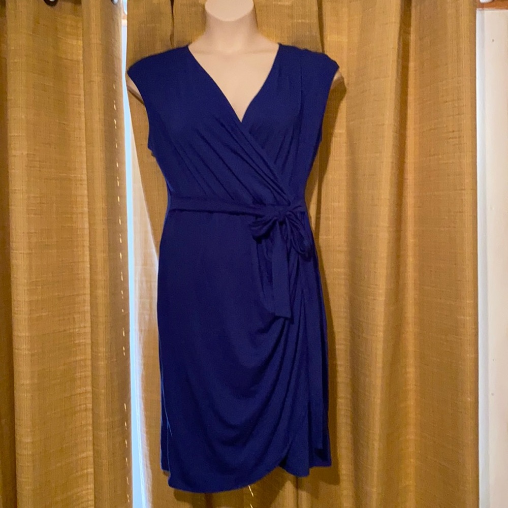 Faux wrap sleeveless dress